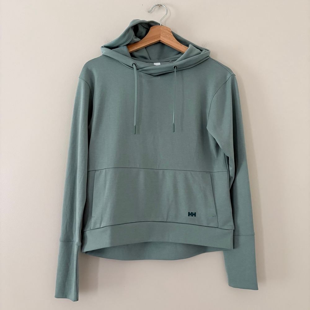 Helly Hansen Hoodie XS Sage Green Active Performance Waffle Knit Thumbholes